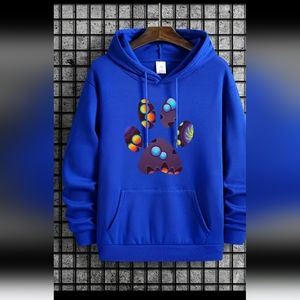 Unisex blue paw print graphic design hoodie